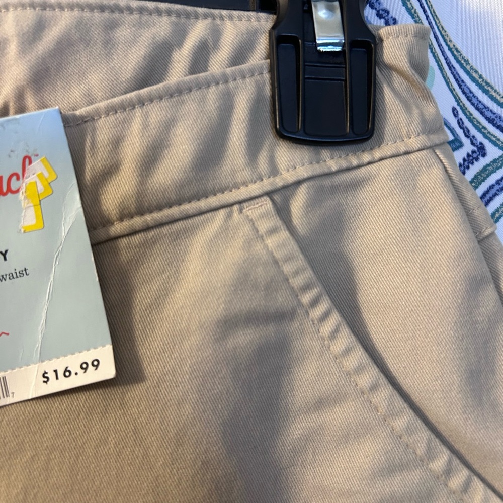 Cat & Jack Khaki Casual Pants w/Flat Front and Elastic Side Bands, NWT Zipper - Picture 3 of 8
